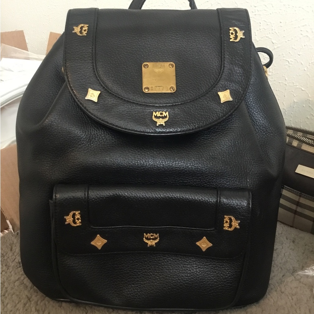 Authentic Black Leather Mcm Backpack - image 1